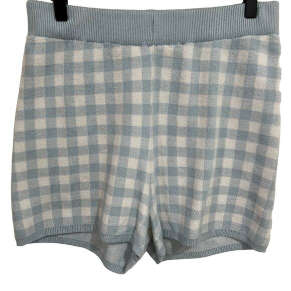 Altar’d state Baby Blue Gingham Checker Knit Shorts Size Large - Picture 1 of 3